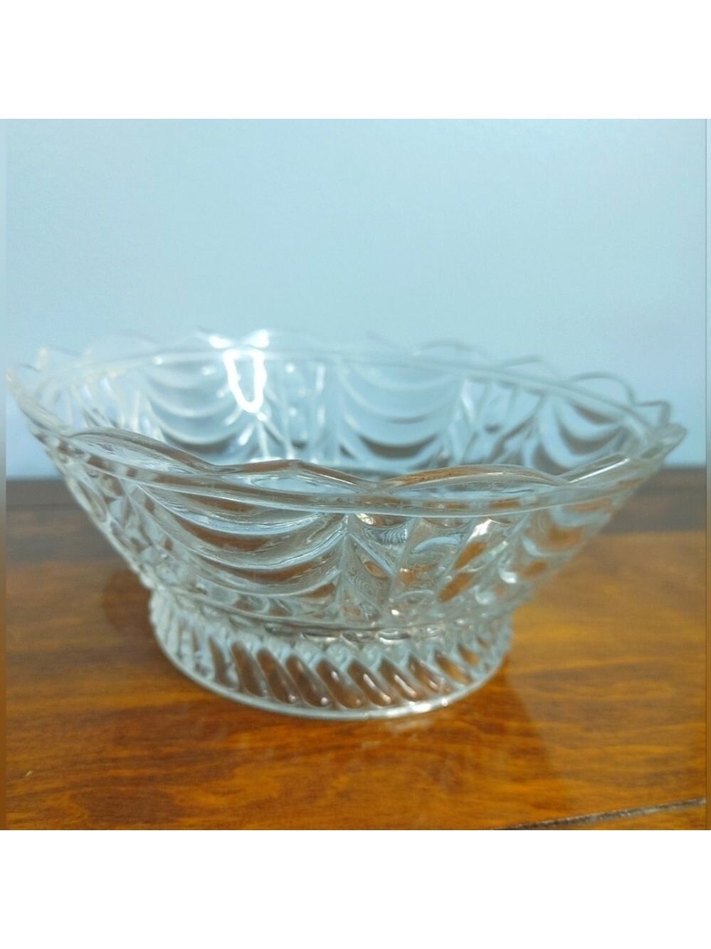 1888 Antique 1888 Bryce Bros Curtain Clear Glass Candy Dish 1*chip